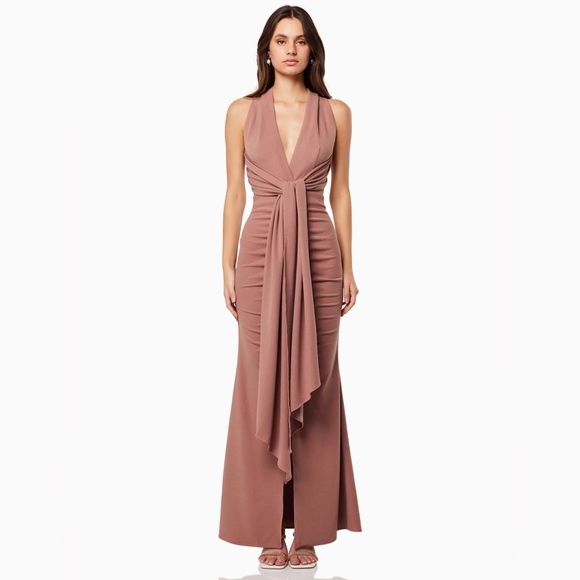 Elliatt Zephyrs Halterneck Gown in Tan, NWT, Small - Picture 1 of 6